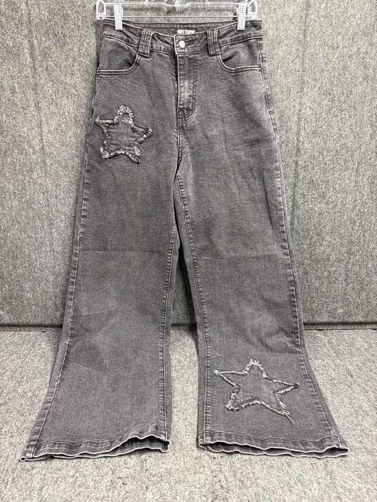 Hot Topic Denim - Hot Topic Black Wide-Leg Jeans with Star Appliqués